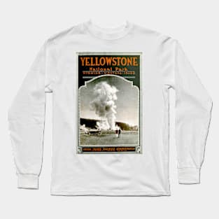 Vintage Yellowstone National Park Illustrative Poster (1919) Long Sleeve T-Shirt